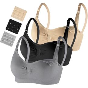 MANJIAMEI حمالة صدر للرضاعة الطبيعية للنساء، 3 قطع من حمالات الصدر للأمهات أثناء النوم والرضاعة الطبيعية، ملابس داخلية للحمل مع تمديدات in Kuwait