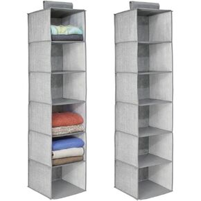 mDesign Fabric Hanging Organizer - Over Closet Rod Storage with 6 Shelves for Baby Nursery Bedroom Organization - Hold Clothes, Linens, Toys, Accessories - 2 Pack, Pink/White Polka Dot in Saudi Arabia