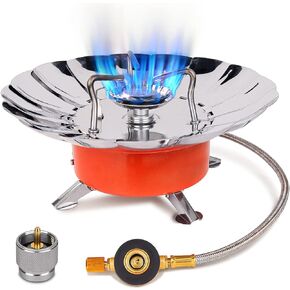 انمورفين موقد تخييم مقاوم للرياح، موقد قابل للطي ومقاوم للرياح من جميع النواحي 3600 واط قابل للتعديل مع محول علبة الوقود، موقد محمول للاستخدام الخارجي للطبخ والتخييم والمشي لمسافات طويلة والنزهات وما in Kuwait