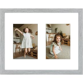Golden State Art, 11x14 Black Photo Wood Collage Frame with Tempered Glass and White Mat displays (2) 5x7 Pictures in Kuwait