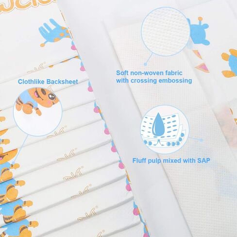 حفاضات نيوكليرز الداخلية القابلة للاستعمال مرة واحدة لتغيير حفاضات سلس البول المسامية، 30 قطعة/العبوة (40.64 سم × 58.42 سم - عبوتان (60 قطعة) in Kuwait