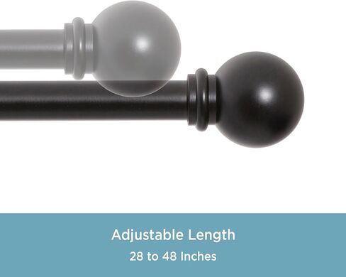 Kenney KN71703 Chelsea Ball End Standard Decorative Window Curtain Rod, 48-86" Adjustable Length, White Finish, 5/8" Diameter Steel Tube, 2-Pack in Kuwait