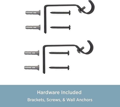 Kenney KN71703 Chelsea Ball End Standard Decorative Window Curtain Rod, 48-86" Adjustable Length, White Finish, 5/8" Diameter Steel Tube, 2-Pack in Kuwait