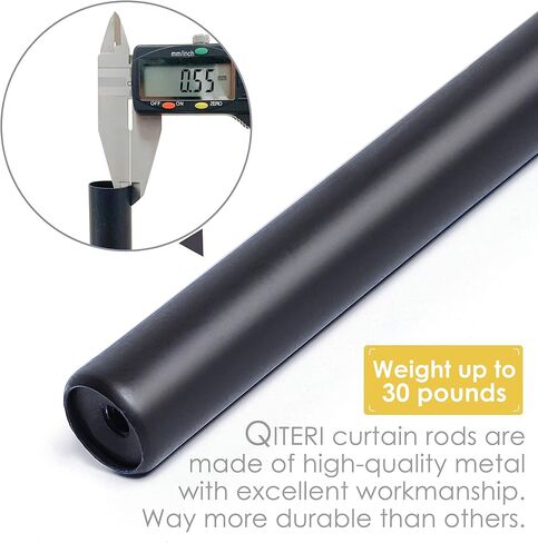 QITERI Curtain Rod 38"-72" for windows 2 Pack with Twisting Cage Finials, 3/4" Adjustable Single Window Rod 38"-72",Black Drapery Rod of Window Treatment,2 Pack in Kuwait