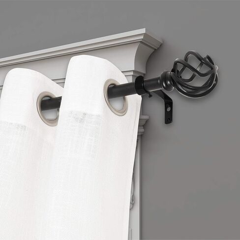 QITERI Curtain Rod 38"-72" for windows 2 Pack with Twisting Cage Finials, 3/4" Adjustable Single Window Rod 38"-72",Black Drapery Rod of Window Treatment,2 Pack in Kuwait