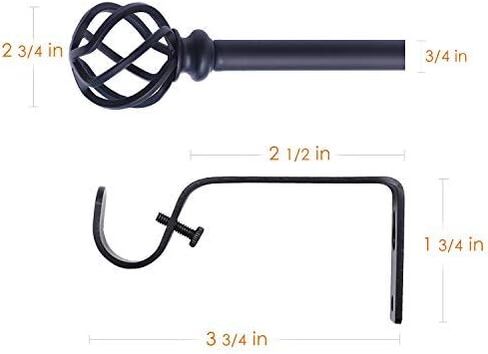QITERI Curtain Rod 38"-72" for windows 2 Pack with Twisting Cage Finials, 3/4" Adjustable Single Window Rod 38"-72",Black Drapery Rod of Window Treatment,2 Pack in Kuwait