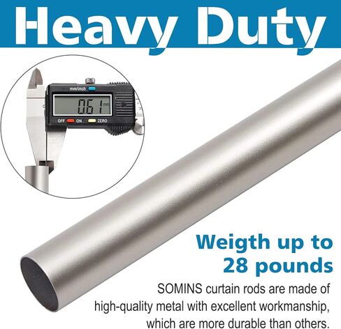 Curtain Rods for Windows 66 to 120, Silver Curtain Rods with Acrylic Diamond Crystal Finials, Brushed Nickel Curtain Rod, Decorative Curtain Rod, Adjustable Curtain Rod. in Kuwait