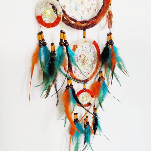 Dream Catchers Handmade Large Dream Catchers for Bedroom Colorful Blue Orange Feather Dream Catcher Wall Decor Home Hanging Ornaments in Kuwait