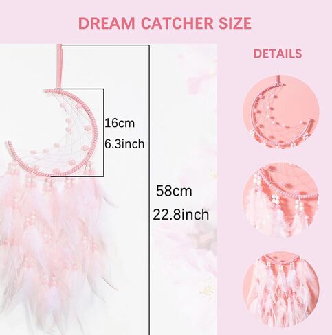 Handmade Blue Dream Catchers for Bedroom Adult, Circular Net for Wall Hanging Decor, Bedroom Decor for Boys Girls Teen Ornament Art Craft (Blue) (Pink) in Kuwait