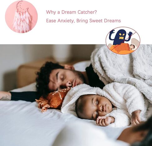 Handmade Blue Dream Catchers for Bedroom Adult, Circular Net for Wall Hanging Decor, Bedroom Decor for Boys Girls Teen Ornament Art Craft (Blue) (Pink) in Kuwait