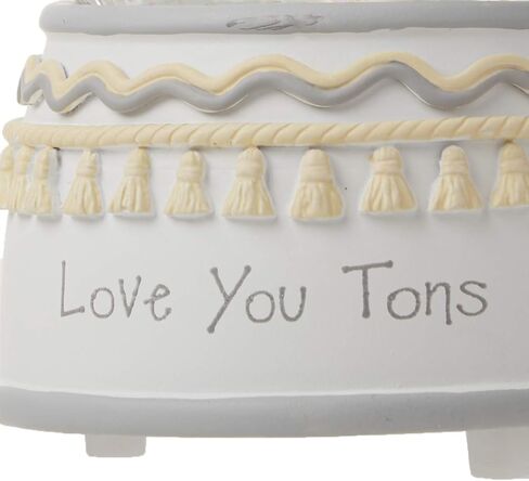 كرة ثلج موسيقية مزينة بمجسم فيل وعبارة «Love You Tons» من الراتنج / الزجاج من بريشوس مومنتس، رمادي شيفرون in Kuwait