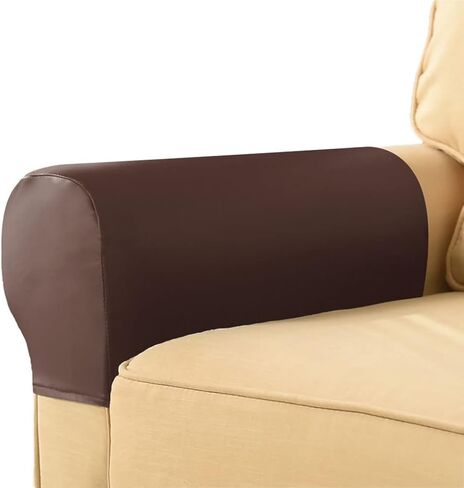 vctops Waterproof Faux Pu Leather Armrest Covers Vintage Stretch Arm Covers for Chairs Couch Sofa Armchair Slipcovers for Recliner Sofa 2pcs, Black in Saudi Arabia