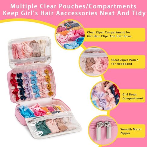Baby Girls Hair Accessory Organizer, Baby Headband Organizer with Multi-Compartment for Baby Girls Hair Bows, Clips, Headbands-Aqua in Kuwait