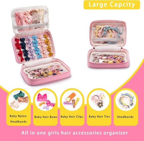 Baby Girls Hair Accessory Organizer, Baby Headband Organizer with Multi-Compartment for Baby Girls Hair Bows, Clips, Headbands-Aqua in Kuwait