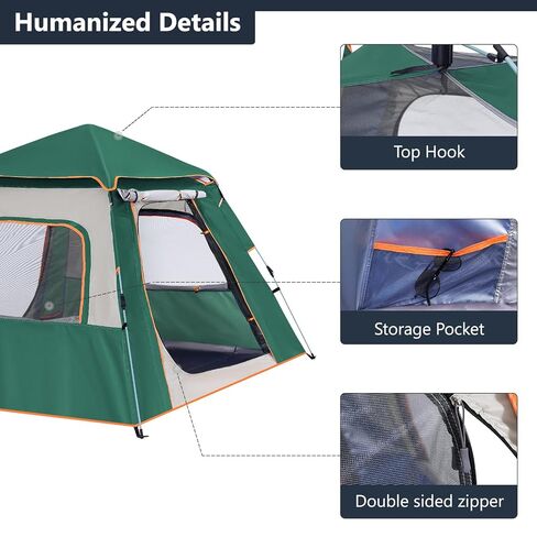 ABCCAMPING Camping Tent for 4 Person, Auto One Touch Tent Pop-Up Camping Tent，Family Dome Waterproof Backpacking Tent Easy Setup UV Cut Sun Shelter Tent in Kuwait