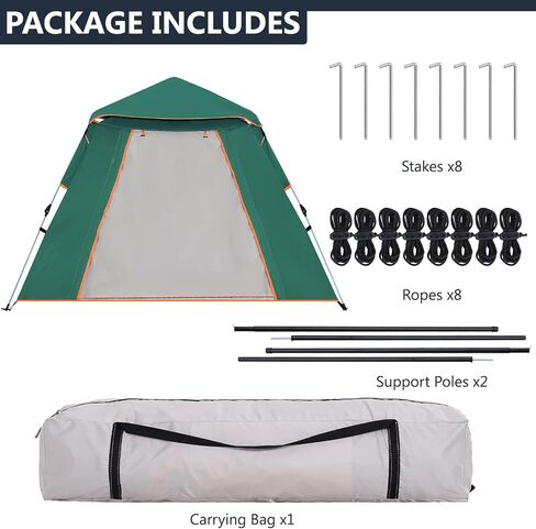ABCCAMPING Camping Tent for 4 Person, Auto One Touch Tent Pop-Up Camping Tent，Family Dome Waterproof Backpacking Tent Easy Setup UV Cut Sun Shelter Tent in Kuwait