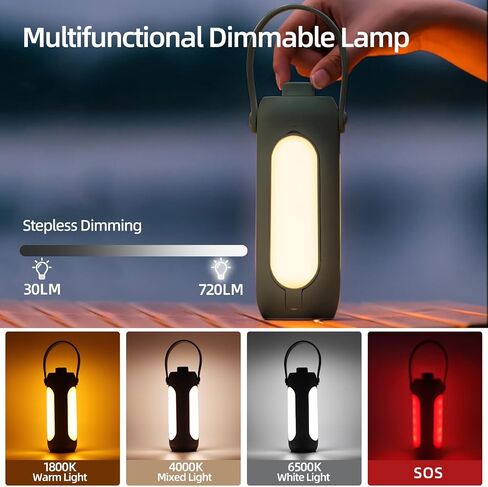 مصابيح تخييم LED قابلة للطي من ميلكانج، سعة كبيرة 10000mAh قابلة لاعادة الشحن، 4 اوضاع اضاءة قابلة للتعتيم، فانوس تخييم معلق 720 لومن للخيمة، مصباح يدوي خارجي (لون الافوكادو) in Saudi Arabia