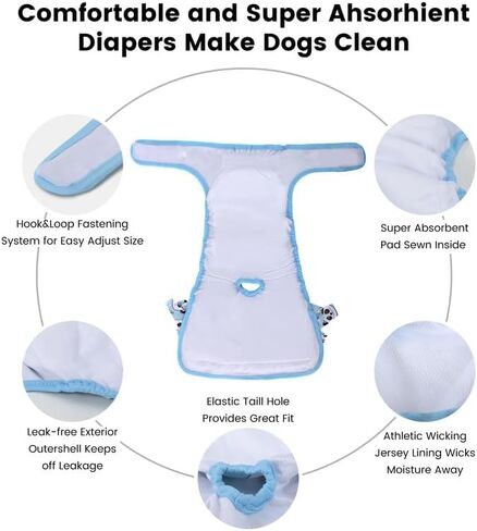 حزمة واحدة من حفاضات الكلاب النسائية القابلة للغسل وإعادة الاستخدام من Furryilla، سلسلة فواكه حفاضات للكلاب عالية الامتصاص للكلاب التي تعاني من الحرارة أو سلس البول أو التبول المثير (أقحوان صغيرة مقاس L) in Kuwait