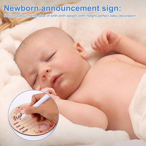 لافتة إعلان الطفل، لافتة إعلان خشبية لحديثي الولادة مع قلم تحديد ووسادة حبر لمطبوعات يد وأقدام الطفل، لافتة Hello World لحديثي الولادة للفتيات الصغيرات in Kuwait
