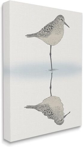 Stupell Industries Soothing Sandpiper Bird Standing Ocean Shoreline Reflection Canvas Wall Art, Design By Ziwei Li in Kuwait