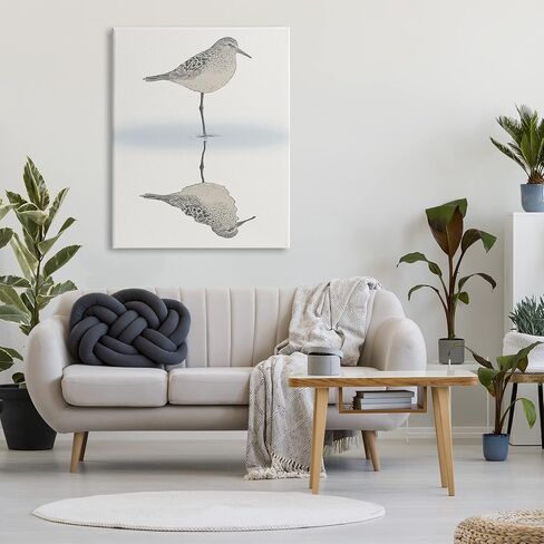 Stupell Industries Soothing Sandpiper Bird Standing Ocean Shoreline Reflection Canvas Wall Art, Design By Ziwei Li in Kuwait
