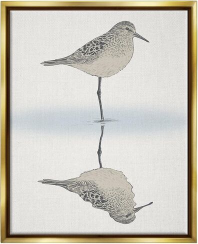 Stupell Industries Soothing Sandpiper Bird Standing Ocean Shoreline Reflection Canvas Wall Art, Design By Ziwei Li in Kuwait
