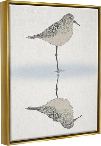 Stupell Industries Soothing Sandpiper Bird Standing Ocean Shoreline Reflection Canvas Wall Art, Design By Ziwei Li in Kuwait