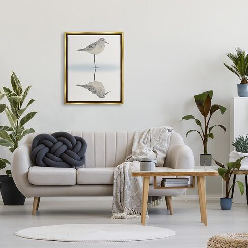 Stupell Industries Soothing Sandpiper Bird Standing Ocean Shoreline Reflection Canvas Wall Art, Design By Ziwei Li in Kuwait