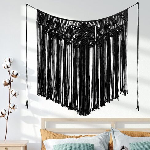 بوهو الجدار شنقا نسيج مكرامية، الفن المنسوج الحديث الأنيق، القطن البوهيمي المنسوجة يدويا ديكور المنزل، مطرز جدار الفن لغرفة نوم الزفاف غرفة المعيشة خلفية الجدار (39''x38'') in Kuwait