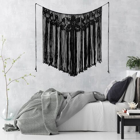 بوهو الجدار شنقا نسيج مكرامية، الفن المنسوج الحديث الأنيق، القطن البوهيمي المنسوجة يدويا ديكور المنزل، مطرز جدار الفن لغرفة نوم الزفاف غرفة المعيشة خلفية الجدار (39''x38'') in Kuwait
