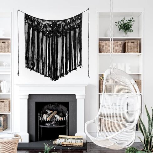 بوهو الجدار شنقا نسيج مكرامية، الفن المنسوج الحديث الأنيق، القطن البوهيمي المنسوجة يدويا ديكور المنزل، مطرز جدار الفن لغرفة نوم الزفاف غرفة المعيشة خلفية الجدار (39''x38'') in Kuwait