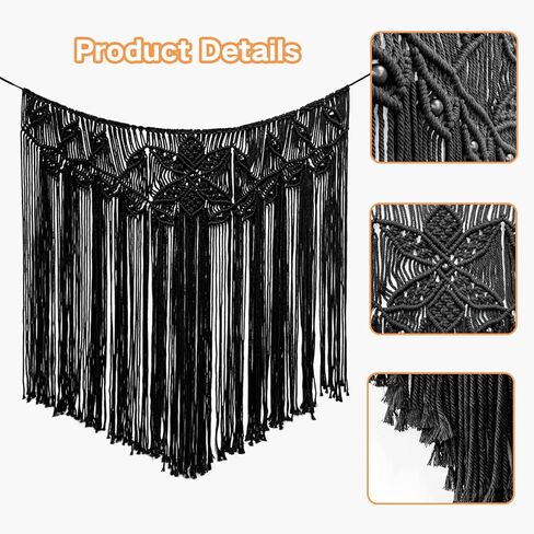 بوهو الجدار شنقا نسيج مكرامية، الفن المنسوج الحديث الأنيق، القطن البوهيمي المنسوجة يدويا ديكور المنزل، مطرز جدار الفن لغرفة نوم الزفاف غرفة المعيشة خلفية الجدار (39''x38'') in Kuwait