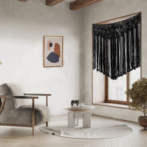 بوهو الجدار شنقا نسيج مكرامية، الفن المنسوج الحديث الأنيق، القطن البوهيمي المنسوجة يدويا ديكور المنزل، مطرز جدار الفن لغرفة نوم الزفاف غرفة المعيشة خلفية الجدار (39''x38'') in Kuwait