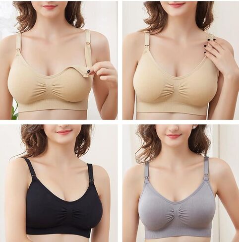 MANJIAMEI حمالة صدر للرضاعة الطبيعية للنساء، 3 قطع من حمالات الصدر للأمهات أثناء النوم والرضاعة الطبيعية، ملابس داخلية للحمل مع تمديدات in Kuwait
