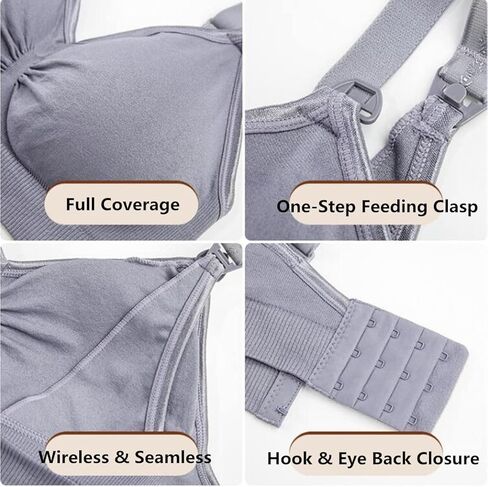 MANJIAMEI حمالة صدر للرضاعة الطبيعية للنساء، 3 قطع من حمالات الصدر للأمهات أثناء النوم والرضاعة الطبيعية، ملابس داخلية للحمل مع تمديدات in Kuwait