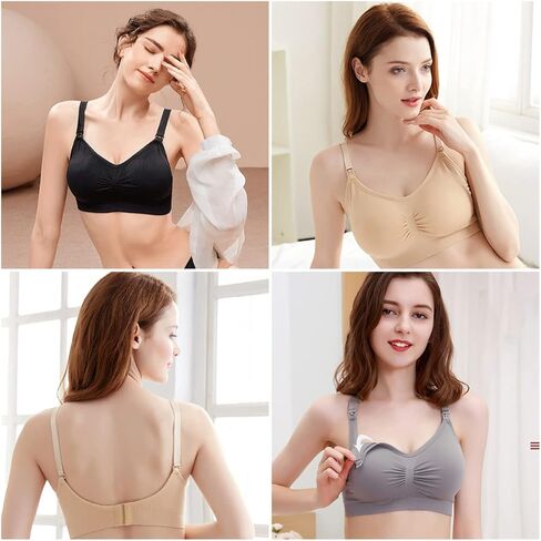 MANJIAMEI حمالة صدر للرضاعة الطبيعية للنساء، 3 قطع من حمالات الصدر للأمهات أثناء النوم والرضاعة الطبيعية، ملابس داخلية للحمل مع تمديدات in Kuwait