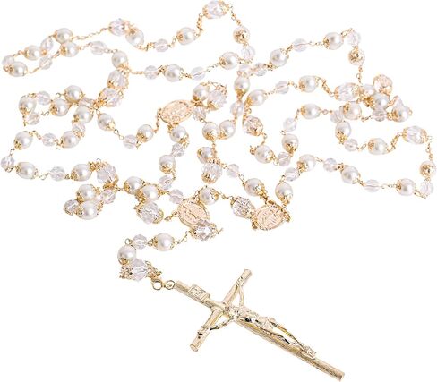 لاسو الزفاف بالكريستال واللؤلؤ - لازو دي بودا - مسبحة كبيرة الحجم مع صليب لحفل الزفاف - حبل وحدة الزفاف التقليدي - هدية الزفاف in Kuwait