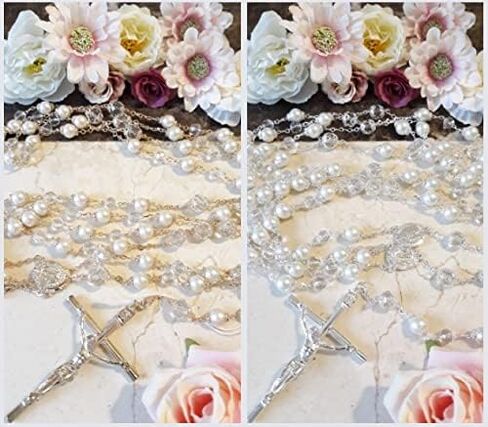 لاسو الزفاف بالكريستال واللؤلؤ - لازو دي بودا - مسبحة كبيرة الحجم مع صليب لحفل الزفاف - حبل وحدة الزفاف التقليدي - هدية الزفاف in Kuwait