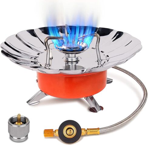 انمورفين موقد تخييم مقاوم للرياح، موقد قابل للطي ومقاوم للرياح من جميع النواحي 3600 واط قابل للتعديل مع محول علبة الوقود، موقد محمول للاستخدام الخارجي للطبخ والتخييم والمشي لمسافات طويلة والنزهات وما in Kuwait