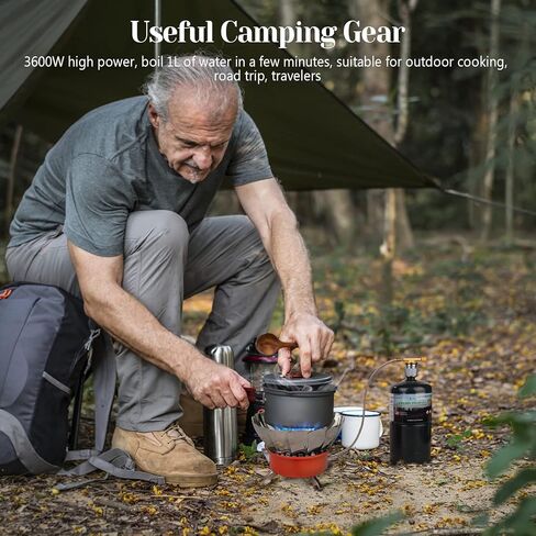 انمورفين موقد تخييم مقاوم للرياح، موقد قابل للطي ومقاوم للرياح من جميع النواحي 3600 واط قابل للتعديل مع محول علبة الوقود، موقد محمول للاستخدام الخارجي للطبخ والتخييم والمشي لمسافات طويلة والنزهات وما in Kuwait