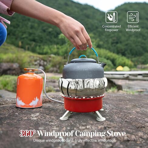 انمورفين موقد تخييم مقاوم للرياح، موقد قابل للطي ومقاوم للرياح من جميع النواحي 3600 واط قابل للتعديل مع محول علبة الوقود، موقد محمول للاستخدام الخارجي للطبخ والتخييم والمشي لمسافات طويلة والنزهات وما in Kuwait