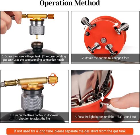 انمورفين موقد تخييم مقاوم للرياح، موقد قابل للطي ومقاوم للرياح من جميع النواحي 3600 واط قابل للتعديل مع محول علبة الوقود، موقد محمول للاستخدام الخارجي للطبخ والتخييم والمشي لمسافات طويلة والنزهات وما in Kuwait