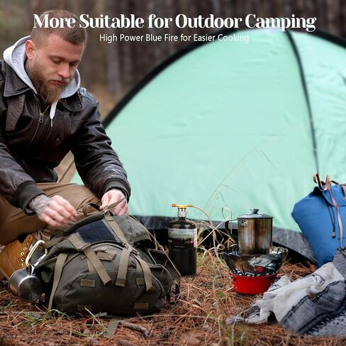 انمورفين موقد تخييم مقاوم للرياح، موقد قابل للطي ومقاوم للرياح من جميع النواحي 3600 واط قابل للتعديل مع محول علبة الوقود، موقد محمول للاستخدام الخارجي للطبخ والتخييم والمشي لمسافات طويلة والنزهات وما in Kuwait