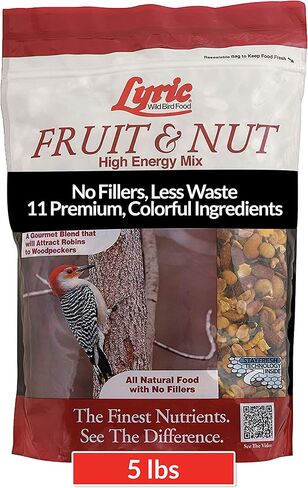 Lyric Fruit and Nut Wild Bird Seed - High Energy Wild Bird Food Mix - Attracts Woodpeckers, Chickadees & Other Songbirds - 5 lb bag in Kuwait