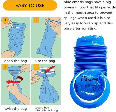 Emesis Bag, Disposable Vomit Bags, Aircraft & Car Sickness Bag, Nausea Bags for Travel Motion Sickness (25) in Saudi Arabia