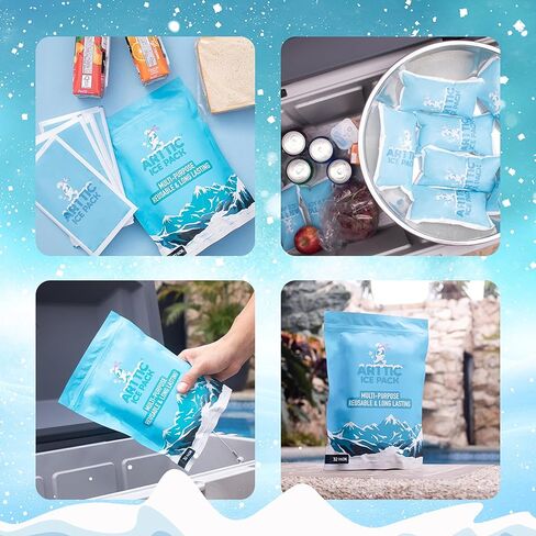 اكياس ثلج جل من ارتتيك - ثلج جاف لشحن الاطعمة المجمدة والاصابات وصناديق الغداء - اكياس ثلج متعددة الاغراض وقابلة لاعادة الاستخدام وتدوم طويلا - عبوات باردة للمبردات والحفاظ على الطعام طازجا - اكياس in Kuwait