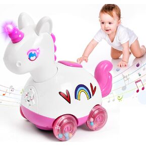 Musical Unicorn Crawling Baby Toys for 6 9 12 Months 1+ Year Olds, Baby Toy with Light & Music, Baby Learning Educational Development Tummy Time Crab Walking Toys, Infant Toys Girl Boy Babies Gift in Kuwait