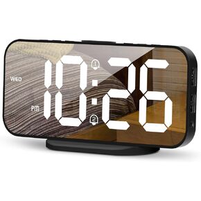 Digital Alarm Clock with Colorful Dynamic RGB Night Light,Volume/Color Adjustable,USB-C Charger Port,7" LED Large Display Nightstand Clock for Kids Teens Boys Girls Bedroom(Black)
