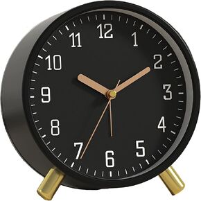 SHISEDECO Alarm Clock with Backlight, 4.5 inches Bedside Analog Non-Ticking Silent Small Desk Clock with Arabic Numerals, Battery Operated Round Table Clock for Living Room, Bedroom (White) in Kuwait