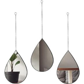 DECANIT Black Mirrors for Wall Decoration Teardrop Mirrors for Living Room Decor & Home Decor, Pack of 3
